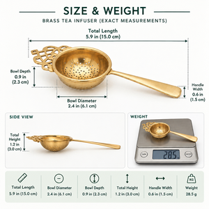 Brass Long Handle Tea Strainer Top Filigree Ornament Perforated Metal <b>Loose</b> <b>Leaf</b> Herbal Tea Steeper Mug <b>Teapot</b> Straining Filters - Product Image 5