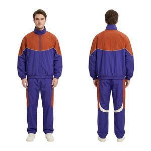 Conjuntos de Chaqueta Cortavientos de Poliéster y Nailon para Hombre, Color Naranja y Morado, Chaqueta Deportiva, Ajuste Atlético, para Correr, Entrenamiento, Ropa Deportiva Urbana - Product Image 3