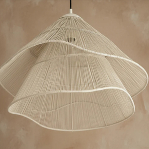 Lampe suspendue en corde tressée crème, lampe suspendue en jute tissée à la main, lampe de plafond minimaliste faite à la main - Product Image 6