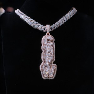 Rose Gold Plated S925 Luxury Letter Pendant Moissanite Diamond Iced Out Round Brilliant Cut Charm Custom Jewelry <b>Gift</b> - Product Image 1