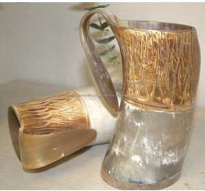 Viking Antique Percolateur Tankard Tasse à Corne à Boire Naturelle Fabriquée à la Main avec Design Animal Sculpté Hautement Fini - Product Image 1