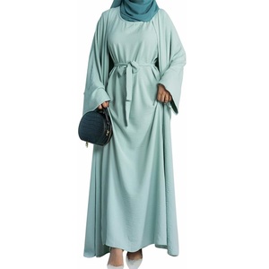 Ethnic Abaya Maxi Frock Style Fashion Plain Turkish Abaya Muslim Islamic Wear <b>Eid</b> Ramadan Collection Polyester Customized Abayas - Product Image 1