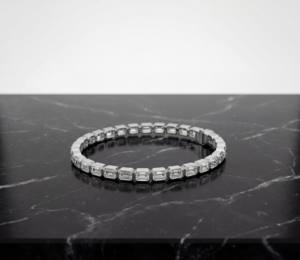 Bracelet chaîne et maillons en argent sterling, or rose, élégant, avec diamant taille émeraude, bijoux de luxe étincelants pour femme, cadeau pour mariage ou fête - Product Image 5