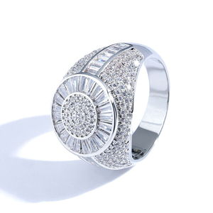 Bague en argent 925 avec moissanite en grappe ronde, style Iced Out, bijou Hip Hop - Product Image 1