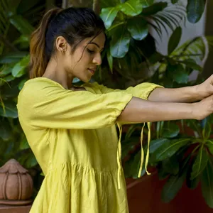 Vestido Maxi Informal de Verano para Mujer, Estilo Bohemio, de Algodón y Lino, Cuello Redondo, Manga 3/4 - Product Image 3