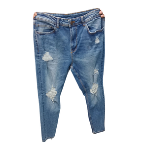 Jean en denim déchiré noir coupe slim pour homme, jambe droite, taille mi-haute, en coton, style décontracté automne - Product Image 6