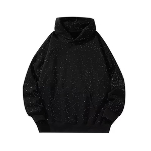 2026 Women's Winter Lined Anti-shrink Bling <b>Rhinestone</b> Hoodie Long Sleeve Casual Pullover with Drawstring Hood and Front Pocket - Product Image 4