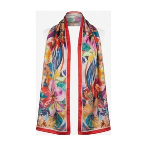 Women's Long Floral Printed <b>Silk</b> <b>Scarf</b> Elegant Multi-Functional Fashion Accessory All Seasons - Product Image 1