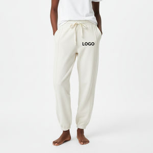 Hot Trendy Custom Logo Summer Cotton Fleece Lace Sweatpants Women <b>Yoga</b> Workout Mid Waist Joggers Pockets Quick Dry Custom Colors - Product Image 1