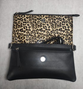 Sac à bandoulière pliable en cuir et fourrure motif léopard avec fermeture éclair, pochette souple et féminine pour soirée, toutes saisons, vente en gros, style vintage - Product Image 2