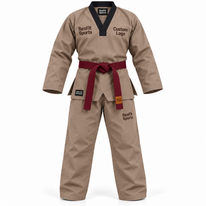 Tenue d'entraînement de Taekwondo RexFit Comfort Fit : Haut unisexe à col en V et pantalon coupe droite avec ceinture assortie – Vente en gros - Product Image 1