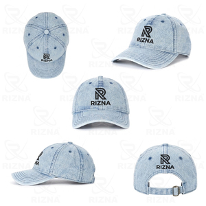 Gorra de Béisbol RIZNA de Mezclilla Twill, 6 Paneles, Ajustable, Unisex, Estilo Casual Vintage, Lavada, con Logotipo Bordado en 3D en el Panel Frontal, Azul, Algodón, Metal - Product Image 6