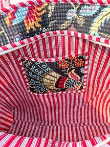 Sac fourre-tout en coton noir pour femmes, avec imprimé floral multicolore, style bohème, sac à main d'été décontracté avec fermeture éclair, sac de voyage pour femmes - Product Image 5