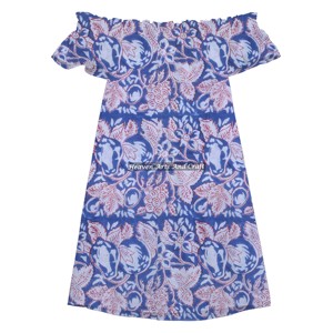Vestido con estampado artesanal y hombros descubiertos en stock, vestido de una pieza con hombros descubiertos para mujer, corte alto en la cintura - Product Image 5