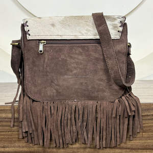 Bolso de Hombro de Cuero con Flecos de Piel de Ante Estilo Occidental Nuevo, Bolso de Cuero Boho de Alta Calidad para Mujer con Piedra Turquesa - Product Image 5