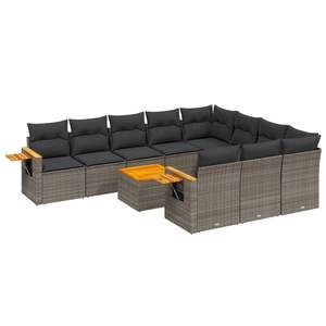 Conjunto de Sofás de Jardín de Mimbre Sintético Gris Resistente a los Rayos UV, Muebles de Exterior con Materiales Duraderos - Product Image 2