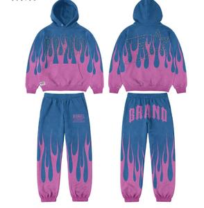 Sweat-shirt à capuche unisexe noir et rose flamme avec logo en strass, streetwear, pour adulte, automne, manches longues, coupe ample, fermeture à cordon - Product Image 6