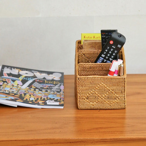 Woven rattan desk organiser office accessories for brochure <b>paper</b> holder magazine <b>file</b> baskets - Product Image 4