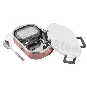 Boîtes à lunch thermiques pour enfants Transporteur de nourriture de camping en métal poli avec serrure Boîte à lunch unique - Product Image 1