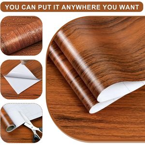Papel Tapiz Autoadhesivo con Aspecto de Madera de Cerezo Vintage, 17.3"x200", Vinilo Autoadhesivo, Papel de Contacto Removible con Imitación de Madera - Product Image 4