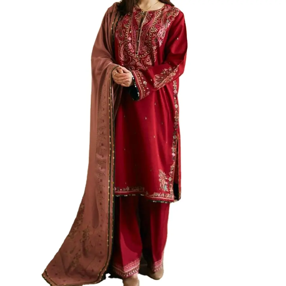 Thương hiệu unstitched suiting phụ nữ mới nhất mùa đông khaddar Bộ sưu tập trang phục shalwar kameez lấy cảm hứng từ trang phục Vải nặng