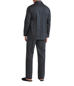 100% coton décontracté classique hommes pyjama ensemble à manches longues bouton chemise pantalon OEM vêtements de nuit vêtements de détente avant Logo en gros en vrac - Product Image 3