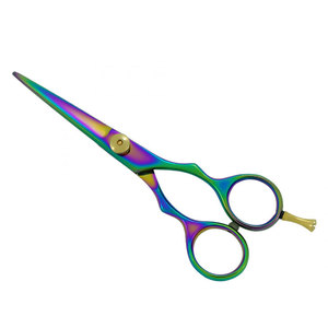 Ciseaux de coiffeur professionnels multicolores, tranchants, avec vis de réglage dorée, en acier inoxydable de qualité supérieure, couleur personnalisable, taille moyenne - Product Image 1