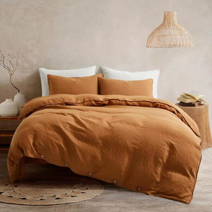 Elegante Juego de Edredón de Lino Gris con Fundas de Almohada, Ropa de Cama Moderna para el Hogar y el Dormitorio - Product Image 5