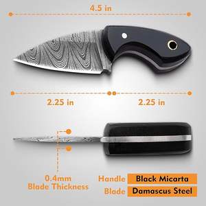 Couteau de chasse et de camping à lame fixe, mini couteau de poche Skinner en acier Damas fait main avec manche en bois, pendentif, porte-clés - Product Image 6