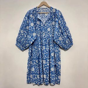 Vestido Midi Informal para Mujer, para Uso Diario, Todas las Temporadas, Tejido 100% Algodón, Liso, Manga Corta, Cintura Imperio, Estilo Babydoll, Cuello en V, Talla Grande - Product Image 1