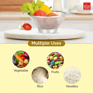 Multi Functional SS Colander <b>Mesh</b> <b>Basket</b> Silver Vegetables and Fruit Strainer Bowl Kitchen Use - Product Image 6