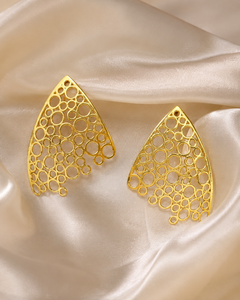 Boucles d'oreilles pendantes GPC en laiton plaqué or, design bulle filigranée tendance, motif feuille, pour femme, cadeau, bijoux de mode - Product Image 4