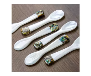 Cucharas de Concha Marina Hechas a Mano, Forma Ovalada, Utensilios de Concha Natural, Decoración Artesanal Pulida - Product Image 1