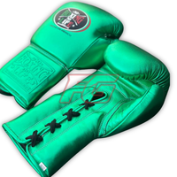 Guantes de Boxeo Profesionales, Color Verde Brillante, Transpirables, Ligeros, Sin Boxeo No Hay Vida, para Sparring y Entrenamiento, con Cordones