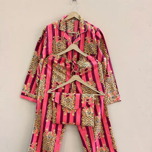 Conjunto de Camiseta de Pijama de Algodón para Mujer, Estampado Animal, Ropa de Dormir, Conjunto de Pijama de Algodón Suave de Alta Calidad - Product Image 1