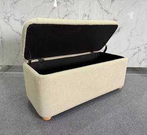 Banco de almacenamiento otomano de tela tapizada beige moderno para dormitorio, hotel o apartamento para uso hospitalario - Product Image 4