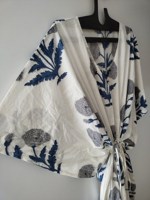 Robe Kaftan pour femmes en coton 100% avec dentelle florale imprimée, longueur genou, manches 3/4 - Douce, respirante, confortable, style vintage, lavable