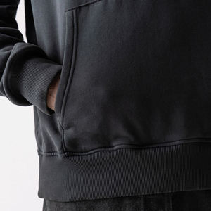 Sudadera con Capucha Negra para Hombre, Corte Regular, Color Sólido, Informal, Material de Algodón, para Otoño - Product Image 5