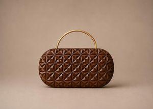 Luxury Wooden Purse Handmade Women's Fashion Clutch With Geometric Embossing And Gold Handle <b>Creative</b> Design Promotional <b>Gift</b> - Product Image 5