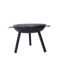 Barbecue portable à bois avec pieds pliables, grille de cuisson et bol en acier pour le camping en plein air