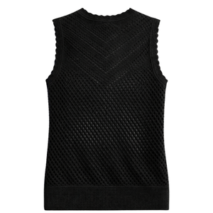 Camiseta sin mangas de punto de ganchillo para mujer, blusa de malla texturizada, informal, ligera, transpirable, elegante, para verano - Product Image 2