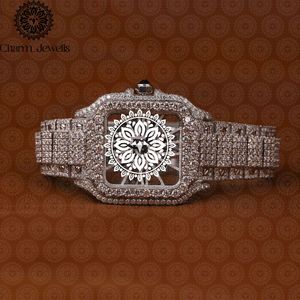 Montre de luxe Charm Jewells en acier inoxydable, boîtier rectangulaire 38 mm, quartz analogique, lunette sertie de diamants, mode féminine - Product Image 1