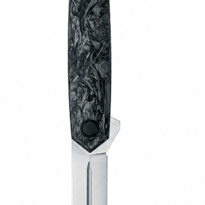 Navajas de bolsillo plegables con mango de mármol negro, hoja con punta de lanza plateada, ranura para clavos y perfil delgado para uso diario. - Product Image 6
