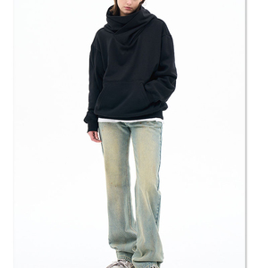 Dernier modèle d'hiver : Sweat à capuche personnalisé en tissu tissé vintage avec logo, unisexe, haute qualité, 100 % coton pour homme - Product Image 3