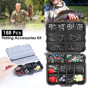 Kit di Accessori da Pesca Premium da 188 Pezzi in Materiale Resistente alla Corrosione, Include Ami, Piombi, Esche, Girelle e Altro - Product Image 1