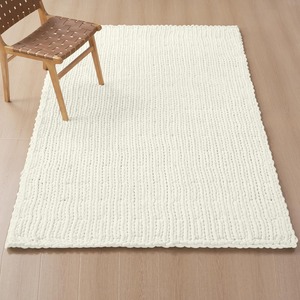Tapis de salon rectangulaire blanc moderne en coton tressé de qualité supérieure, personnalisé, antidérapant, en matériau organique, à poils ras - Product Image 3