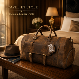 Bolsa de Lona de Cuero Marrón Vintage para Hombre |   Bolsa de Viaje Grande para Fin de Semana |   Bolsa de Viaje con Múltiples Bolsillos, Asas y Compartimentos Desmontables - Product Image 4