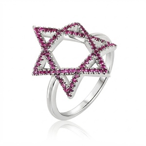 Anniversary <b>Ring</b> Natural Ruby Cut Diamond <b>Ring</b> 10K 14K 18K Solid Gold Vintage Engagement <b>Ring</b> Wedding Jewelry Hexagram Open <b>Ring</b> - Product Image 2