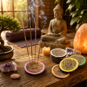Natural Wooden Round Incense Stick Holder| Multi Hole Ash Catcher Handmade Agarbatti Burner for Meditation Yoga Pooja Home <b>Decor</b> - Product Image 3