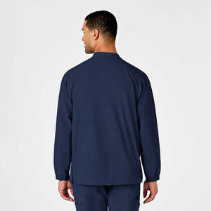 Men's Navy <b>Blue</b> Medical <b>Scrub</b> Jacket Zip-Up Hospital Uniform Polyester Woven Fabric for Healthcare Workers - Product Image 5